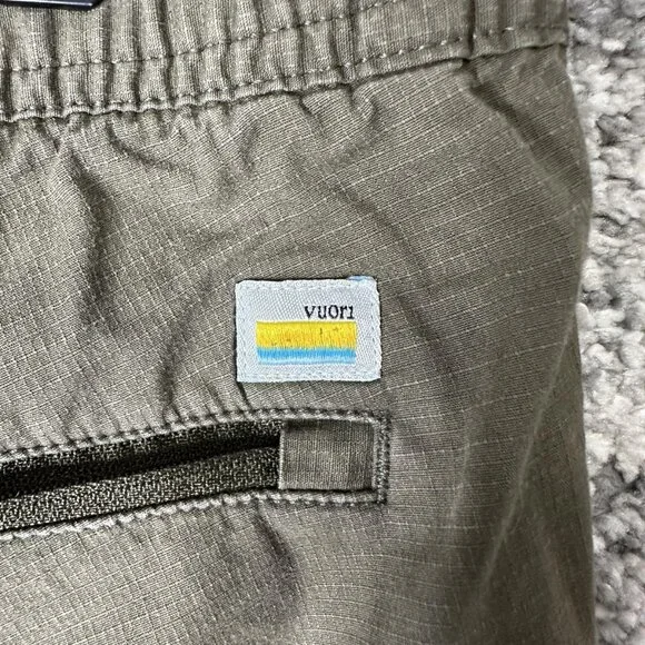 Vuori‎ Ripstop Pants Mens Olive Green Drawstring Tapered Jogger Zip Pocket V412 - Picture 7 of 9